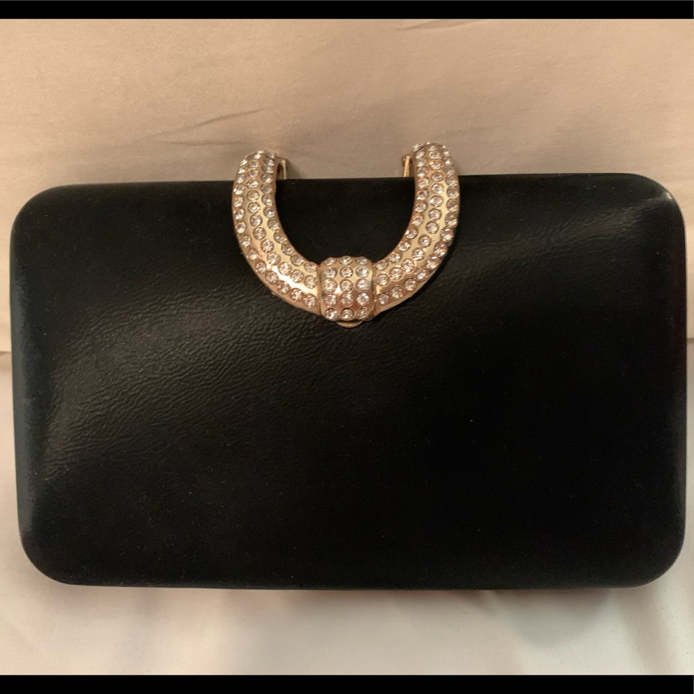 Gorgeous Black Faux Leather Clutch/Crossbody